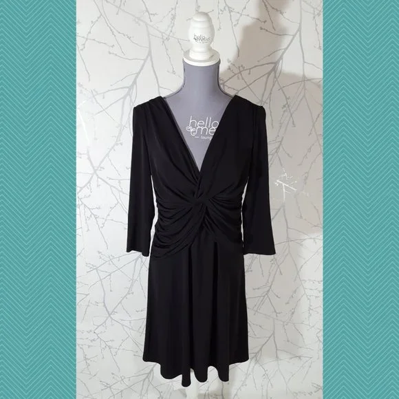 david dixon | Dresses | David Dixon Black Ruched Criss Cross Front Babydoll  Midi Dress | Poshmark